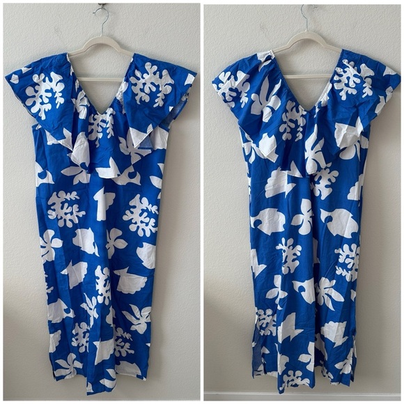 Tuckernuck V Neck Ruffle Floral Midi Dress SZ M - Picture 2 of 7